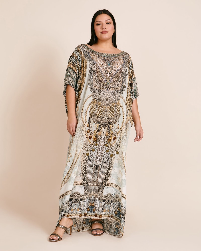 Front of a model wearing a size O/S Round Neck Kaftan in Free Spirit by Camilla. | dia_product_style_image_id:219003